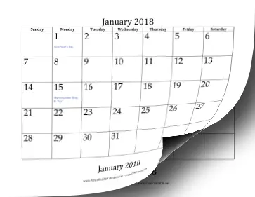 2018_Bottom_Month Calendar