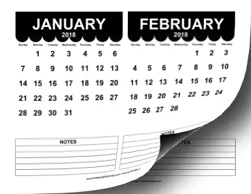 2018 Cute Scallop Calendar Calendar