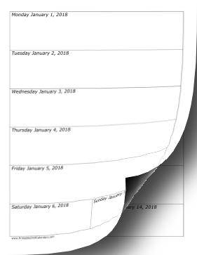 2018 Weekly Calendar (vertical) Calendar