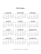2018 Calendar one page with Large Print (vertical) calendar