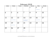 February 2018 Calendar calendar