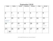 September 2018 Calendar calendar