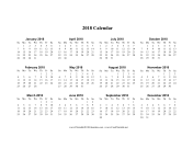2018 Calendar (horizontal descending) calendar