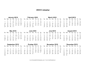 2018 Calendar one page with Large Print calendar