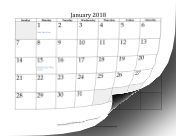 2018 Calendar with days of adjacent months in gray calendar