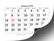 2018 Calendar with Large Dates calendar