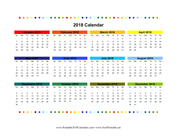 2018 Colorful Calendar Calendar