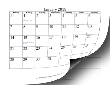 2018 Calendar with dates of adjacent months in gray Calendar