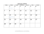 January 2018 Calendar calendar
