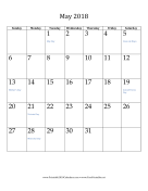 May 2018 Calendar (vertical) calendar