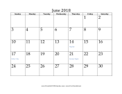 June 2018 Calendar calendar