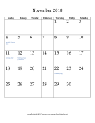 November 2018 Calendar (vertical) calendar