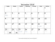 December 2018 Calendar calendar