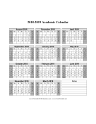 2018-2019 Academic Calendar calendar