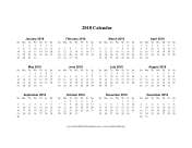 2018 Calendar on one page (horizontal) calendar