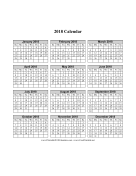 2018 Calendar on one page (vertical grid) calendar