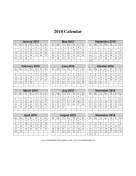 2018 Calendar (vertical grid) calendar