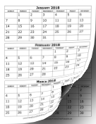 2018 Calendar Three Months Per Page calendar