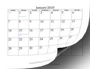 2018 Calendar with dates of adjacent months in gray calendar